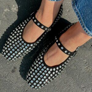 NWT A New Day Women 8.5 Black Pull-On Instep Strap Casual Mary Jane Ballet Flats